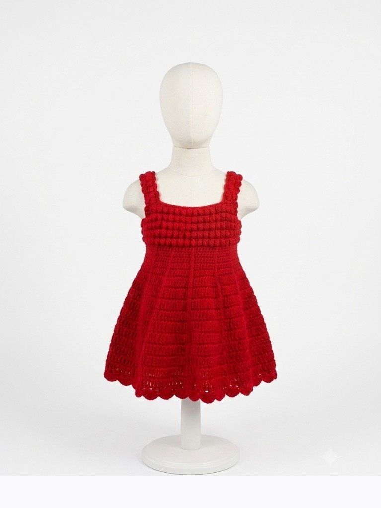 Handcrafted Baby Red Crochet Dress by made_withlove_crochet